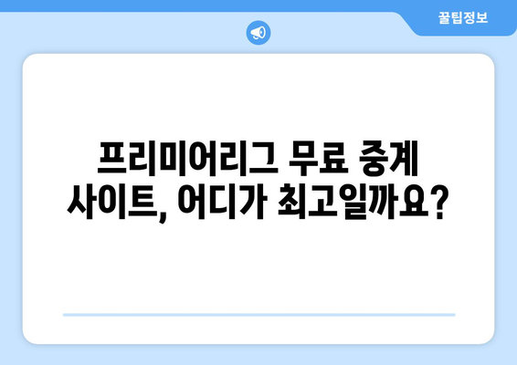 프리미어리그 무료중계 사이트 비교 분석