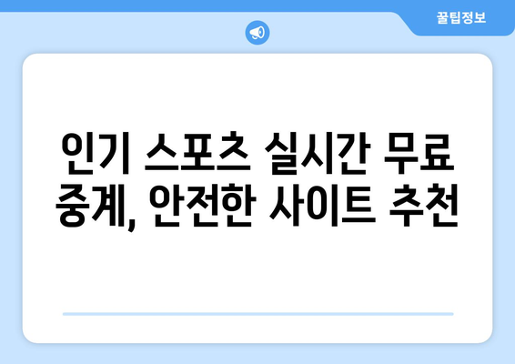 스포츠 실시간 무료 중계: 안전한 사이트 안내