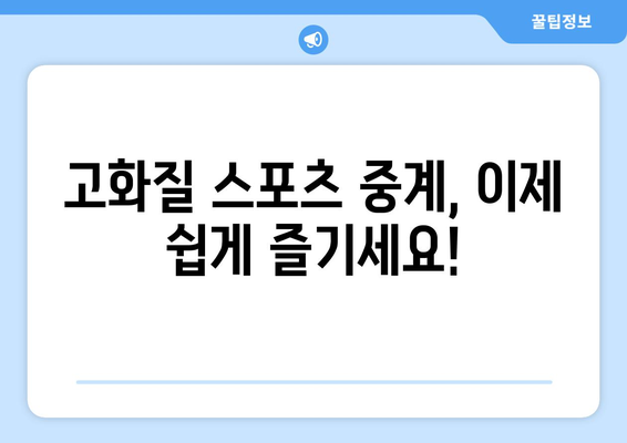 고화질로 즐기는 스포츠 실시간 중계 방법