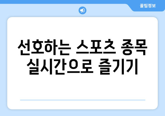 스포츠 실시간 라이브 고화질로 시청 가능한 사이트