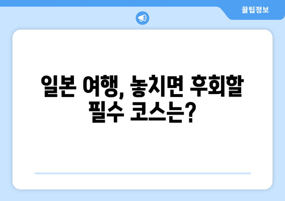 일본 여행 코스 추천, 맞춤형 일정으로 알차게 여행하는 법