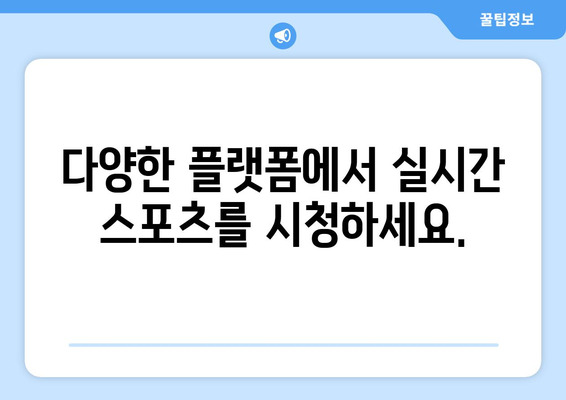 스포츠 실시간 라이브 중계: 빠르고 쉽게 보는 법