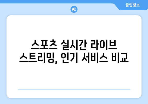 스포츠 실시간 라이브 스트리밍, 인기 서비스 비교