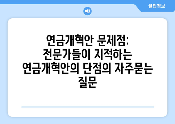 연금개혁안 문제점: 전문가들이 지적하는 연금개혁안의 단점