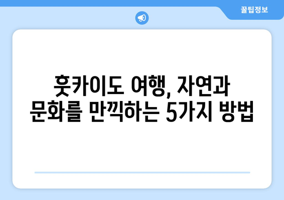 훗카이도 여행 팁, 자연과 문화를 동시에 즐길 수 있는 방법