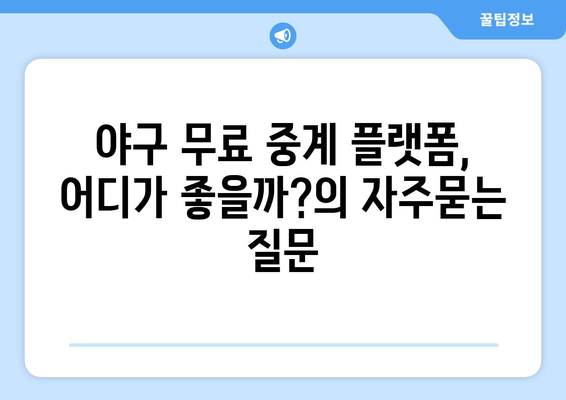 야구 무료 중계 플랫폼, 어디가 좋을까?