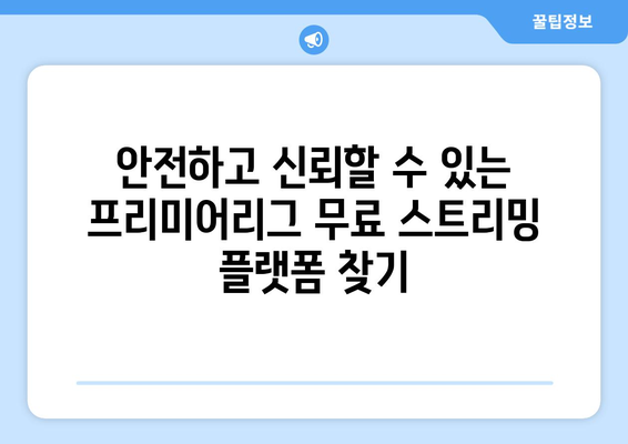 프리미어리그 무료중계: 신뢰할 수 있는 스트리밍 플랫폼 소개