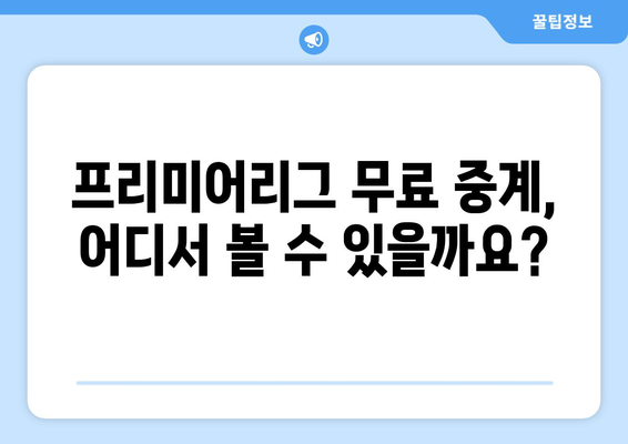 프리미어리그 무료중계 합법 플랫폼 안내