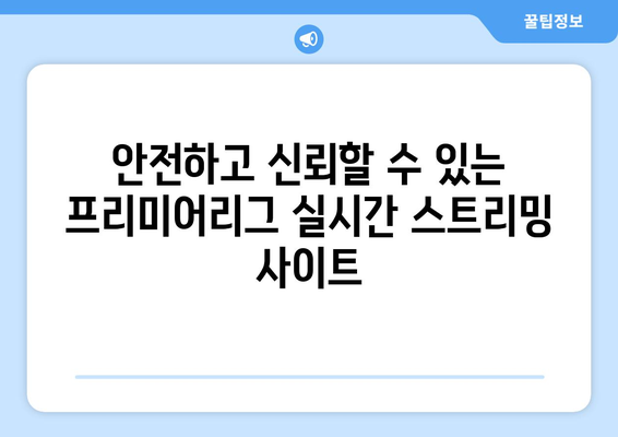 프리미어리그 실시간 무료 링크: 안전한 사이트 소개