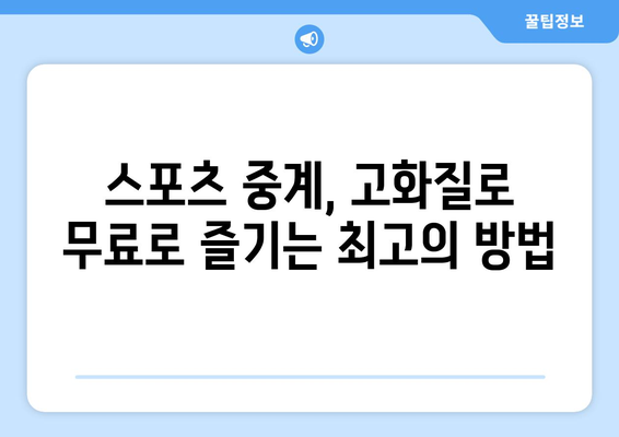 고화질 스포츠 실시간 중계 무료로 즐기는 방법