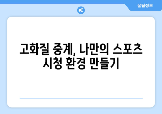 고화질 스포츠 중계 시청을 위한 팁과 추천