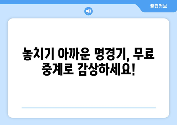 야구 무료 중계: 경기를 놓치지 마세요!