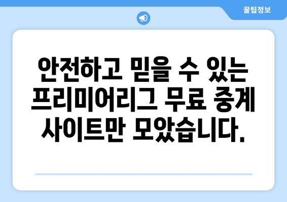 프리미어리그 무료 중계: 신뢰할 수 있는 사이트 추천