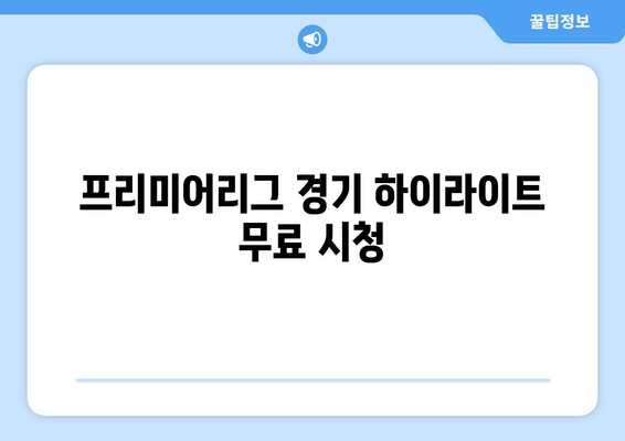 프리미어리그 무료 중계: 합법적인 시청 방법