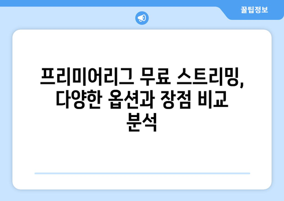 프리미어리그 무료중계: 신뢰할 수 있는 스트리밍 사이트 추천