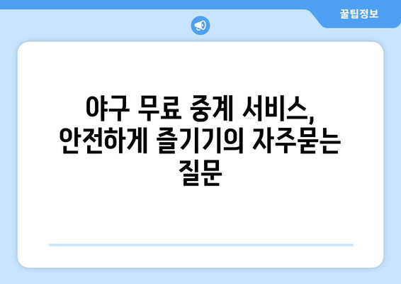 야구 무료 중계 서비스, 안전하게 즐기기