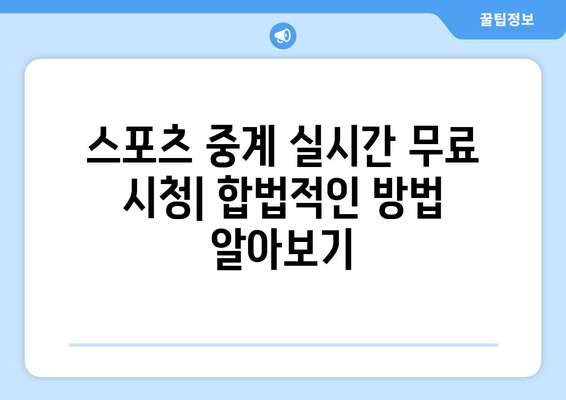 스포츠 실시간 티비 무료 시청 가이드