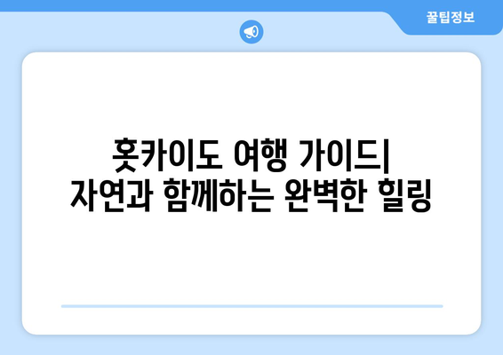 훗카이도 여행 가이드, 자연과 함께하는 완벽한 힐링 여행