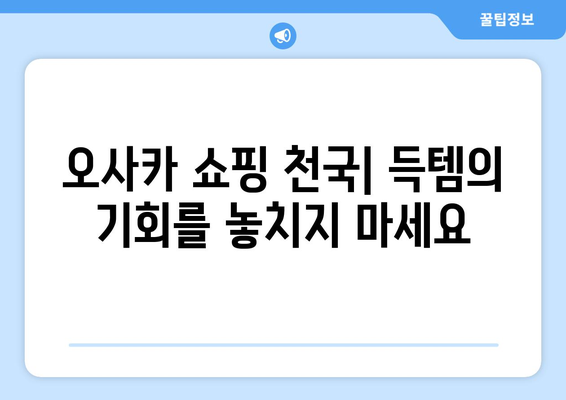 오사카 여행지 추천, 필수 방문 명소와 숨은 보석