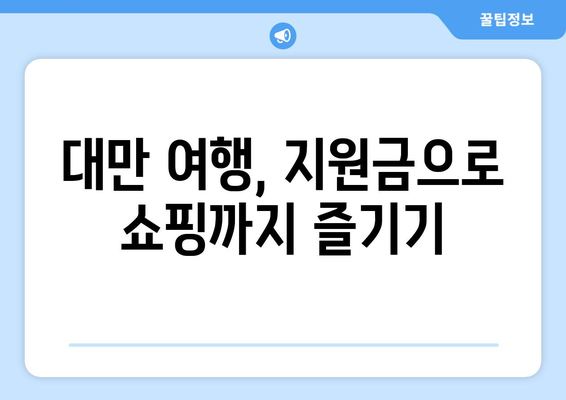 대만 여행지원금 혜택으로 저렴하게 대만 여행 즐기는 법