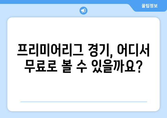 프리미어리그 무료 중계 시청을 위한 필수 정보