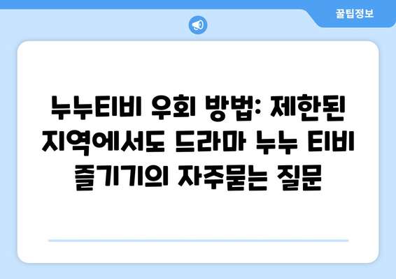 누누티비 우회 방법: 제한된 지역에서도 드라마 누누 티비 즐기기