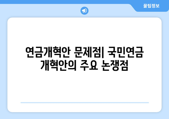 연금개혁안 문제점: 국민연금 개혁안의 주요 논쟁점