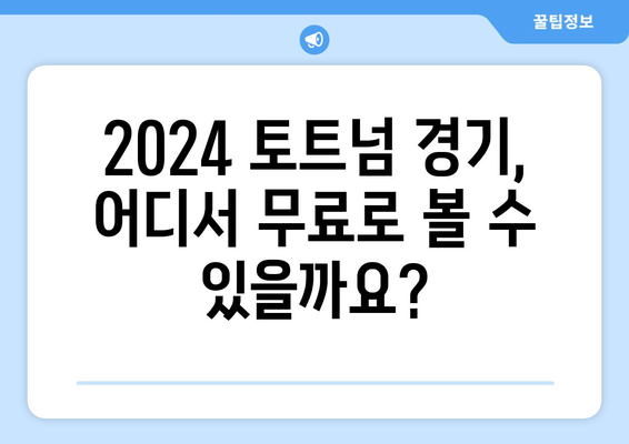 2024년 토트넘 경기 무료 중계 시청 방법