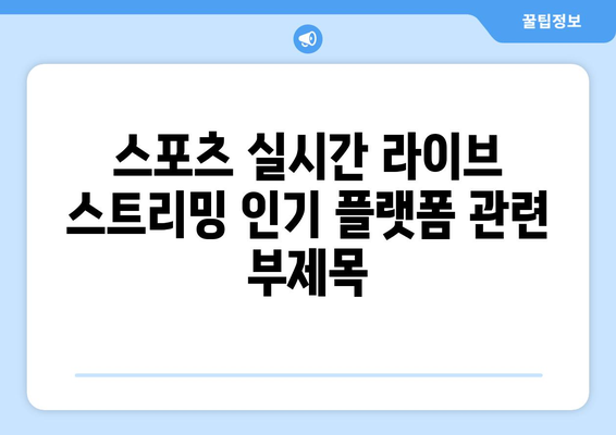 스포츠 실시간 라이브 스트리밍 인기 플랫폼