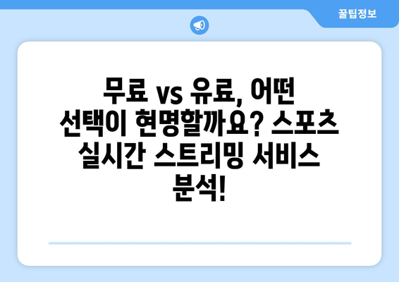 스포츠 실시간 라이브 스트리밍, 인기 서비스 비교