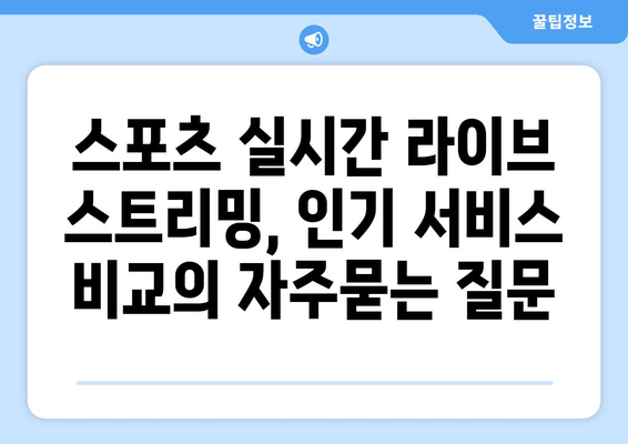 스포츠 실시간 라이브 스트리밍, 인기 서비스 비교