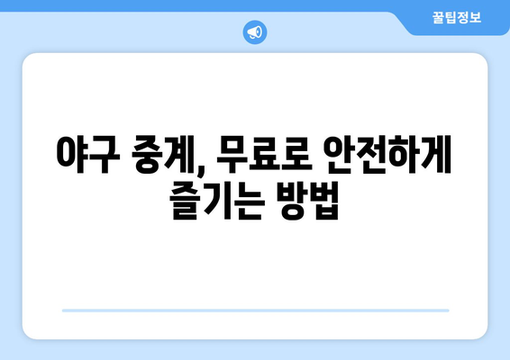 실시간 야구 생중계 무료로 안전하게 시청하는 방법