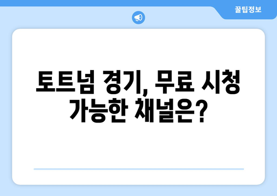 토트넘 경기 무료로 보는 합법적인 방법