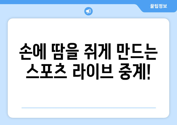 스포츠 실시간 라이브 시청: 놓치지 말아야 할 경기