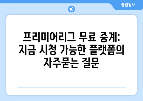 프리미어리그 무료 중계: 지금 시청 가능한 플랫폼