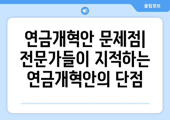 연금개혁안 문제점: 전문가들이 지적하는 연금개혁안의 단점