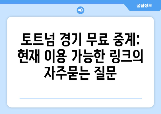 토트넘 경기 무료 중계: 현재 이용 가능한 링크