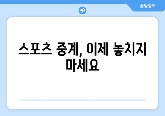 실시간 스포츠 무료 중계로 경기 놓치지 않기