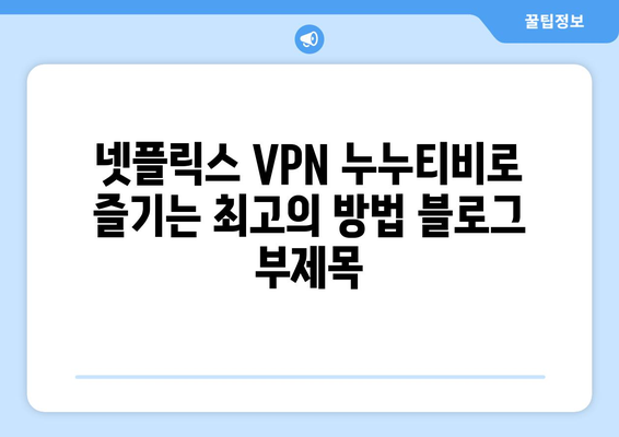 넷플릭스 VPN 누누티비로 즐기는 최고의 방법