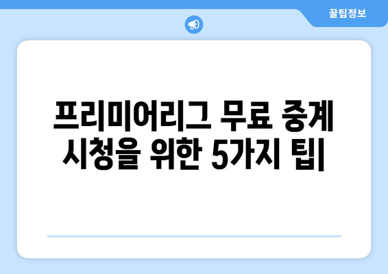 프리미어리그 무료중계 시청을 위한 최선의 방법