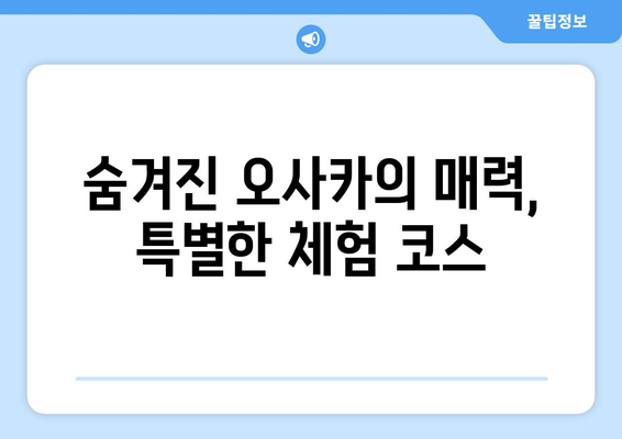 오사카 여행 코스 추천, 효율적으로 즐기는 3박 4일 일정