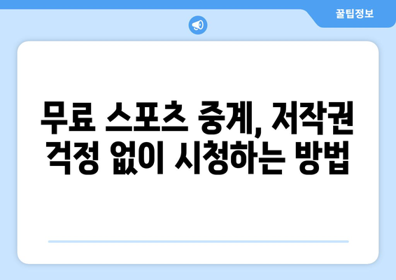 무료 스포츠 실시간 중계, 합법 플랫폼 이용법