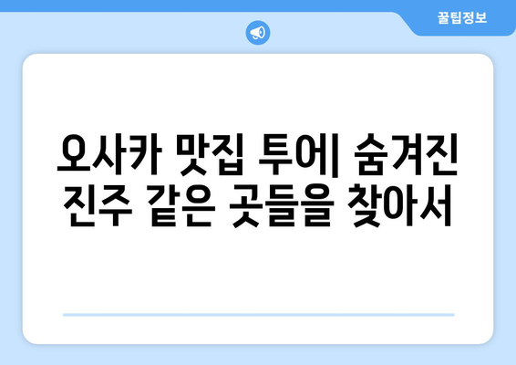 오사카 여행 코스 추천, 하루 동안 효율적으로 즐기는 법