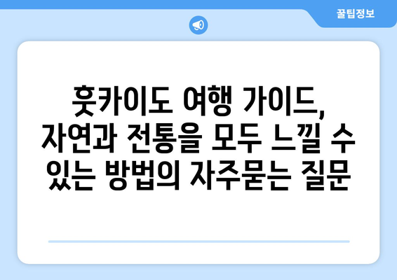 훗카이도 여행 가이드, 자연과 전통을 모두 느낄 수 있는 방법