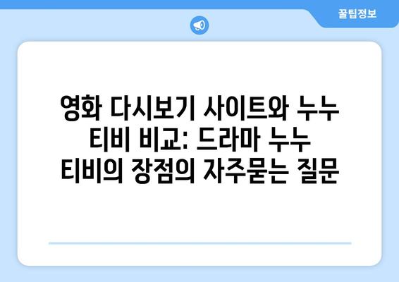 영화 다시보기 사이트와 누누 티비 비교: 드라마 누누 티비의 장점