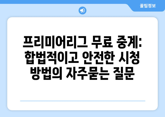 프리미어리그 무료 중계: 합법적이고 안전한 시청 방법