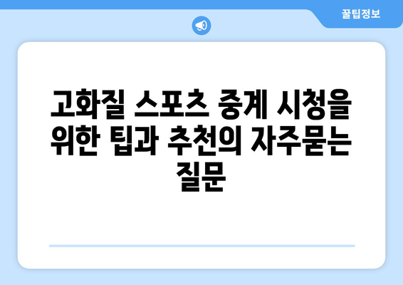 고화질 스포츠 중계 시청을 위한 팁과 추천