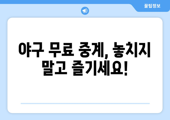 야구 무료 중계 서비스 비교: 합법 플랫폼 모음