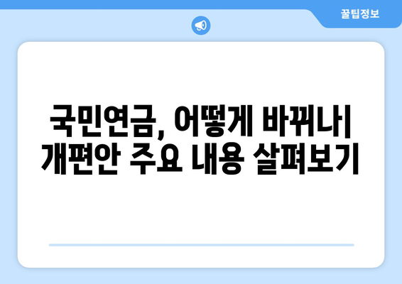 연금개혁안 내용 분석: 국민연금 개편안의 상세 정책 내용과 영향