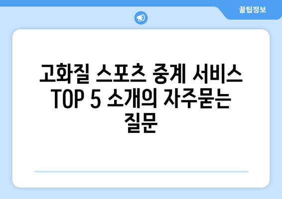 고화질 스포츠 중계 서비스 TOP 5 소개